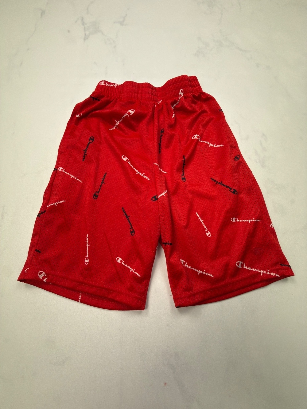 Champion Printed Athletic Shorts Red 2000s Baggy - Boys L